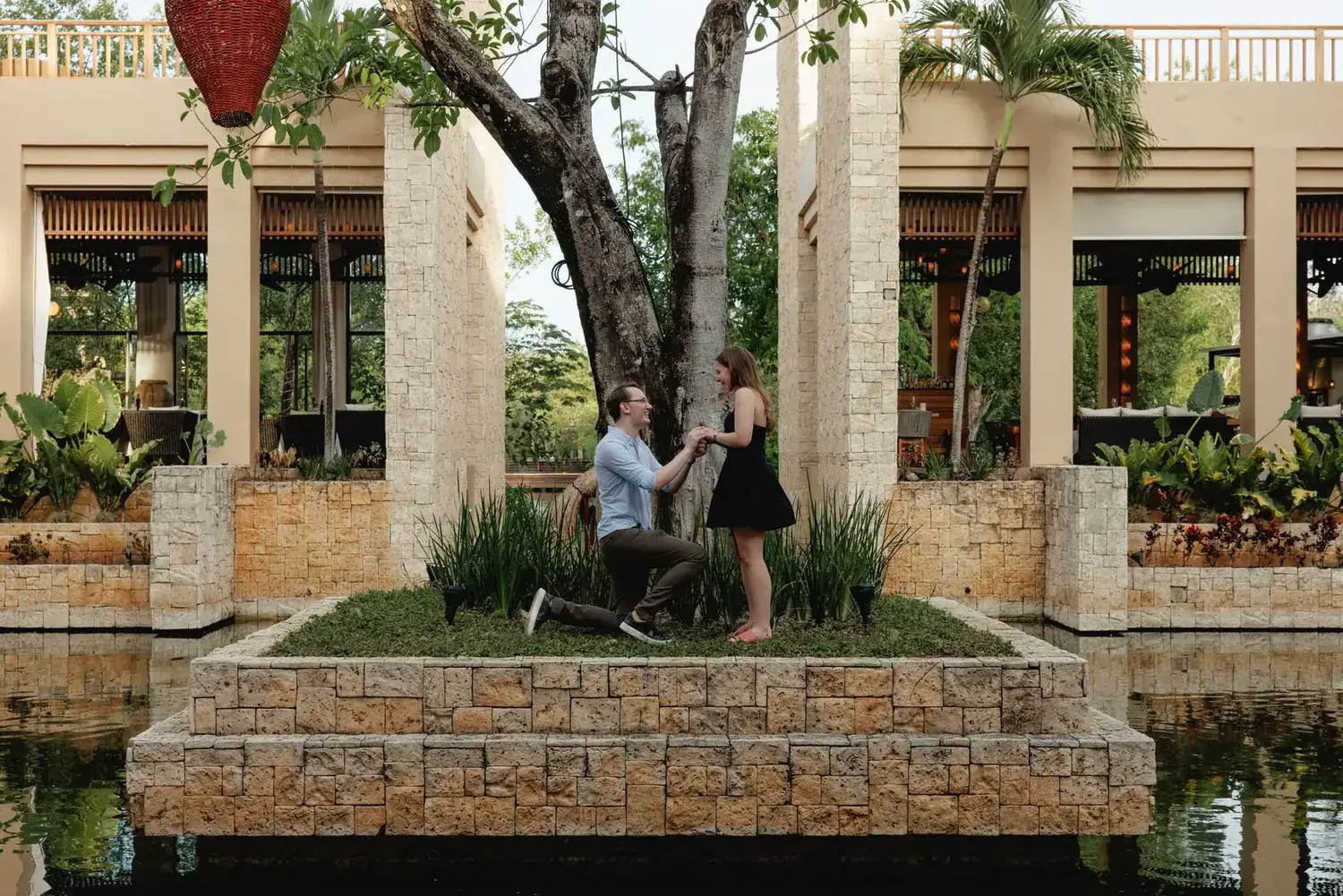 Ally and Marius at the moment of their proposal