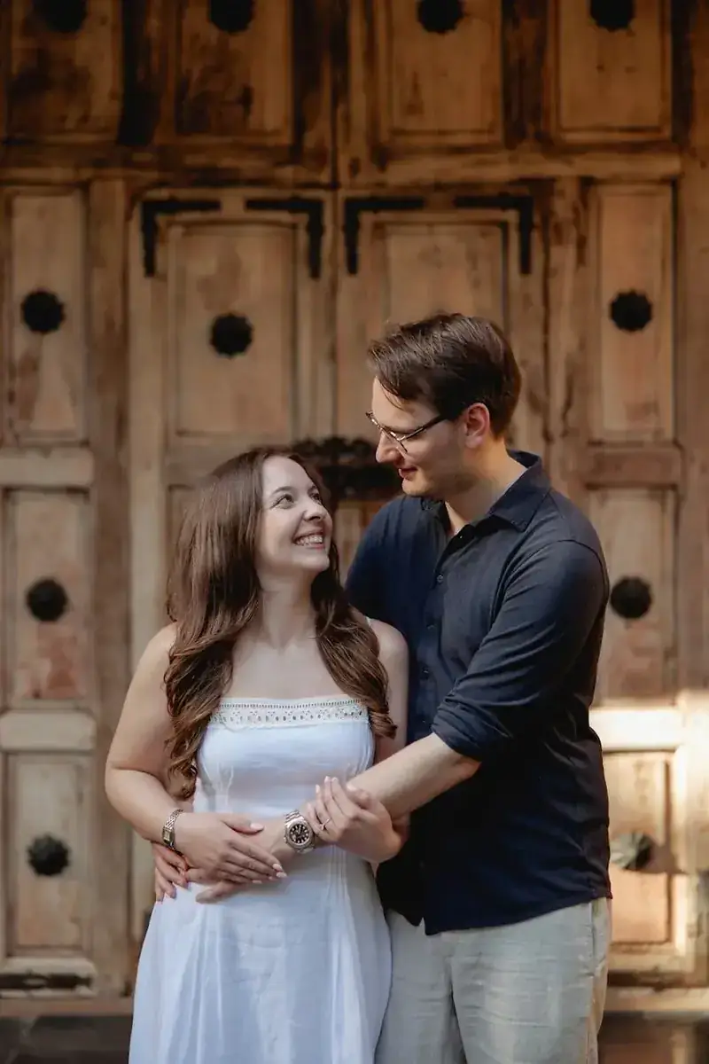 Ally and Marius smiling together